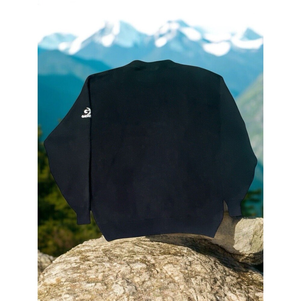 Vantage Sweater XL Black Heavyweight 100% Cotton USA Made Crewneck Knit Vintage - Picture 2 of 4